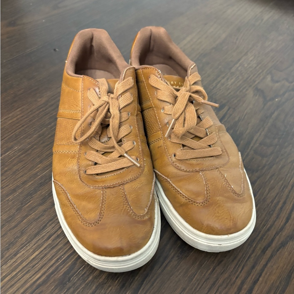 Perry Ellis Tan Leather Men's Sneakers